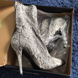Fashion Nova no snakes allowed heeled booties